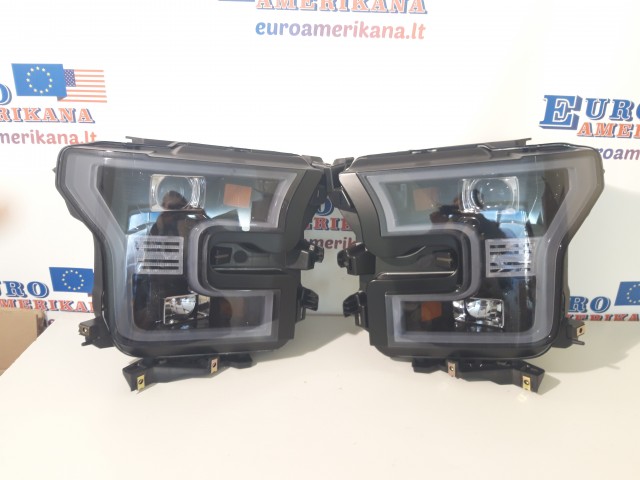 LED DRL Bar Glossy Black Smoke Projector Headlights Pair