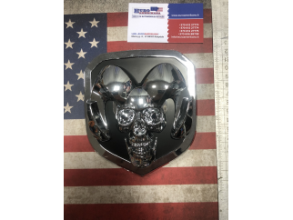 Silver 3D Skull Aries Grille, Tailgate Emblem 