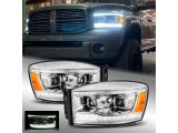 Chrome Front Signal Projector Headlights Set (w/ LED, DRL)